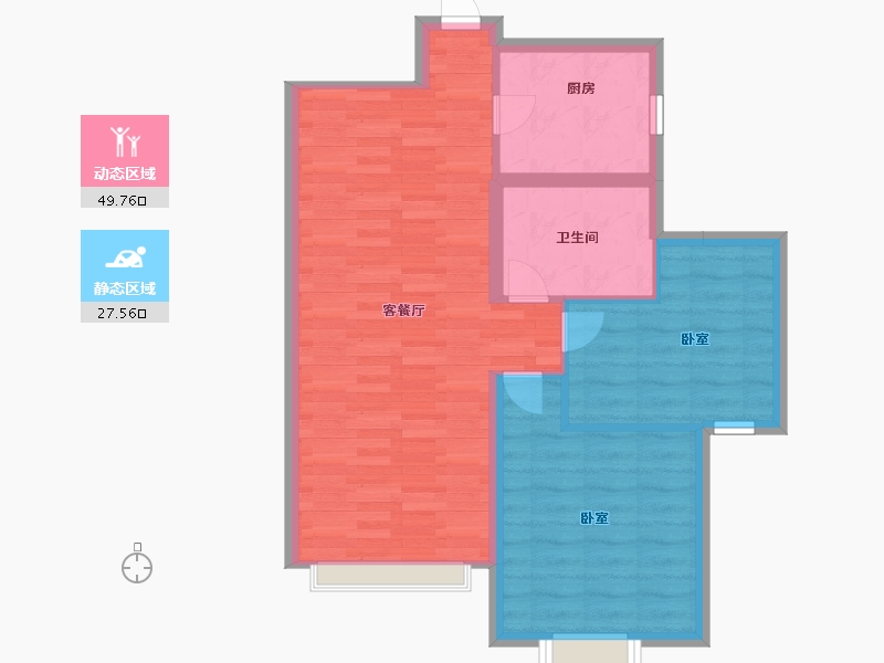 辽宁省-大连市-大连融创壹号院-70.00-户型库-动静分区