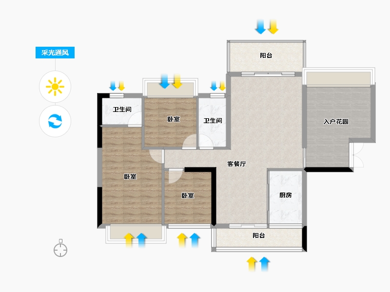 湖南省-郴州市-林邑翰庭-105.43-户型库-采光通风