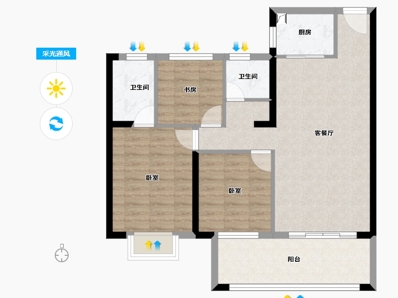 福建省-福州市-禹洲剑桥学苑-80.00-户型库-采光通风