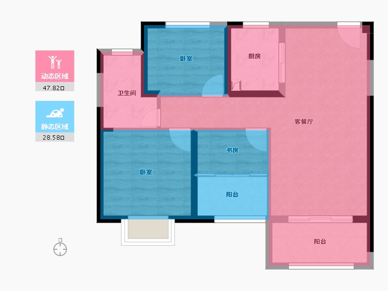 福建省-福州市-禹洲剑桥学苑-68.01-户型库-动静分区