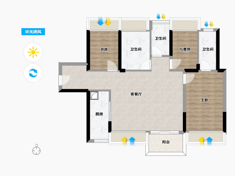 广东省-珠海市-华策帝景湾-81.94-户型库-采光通风