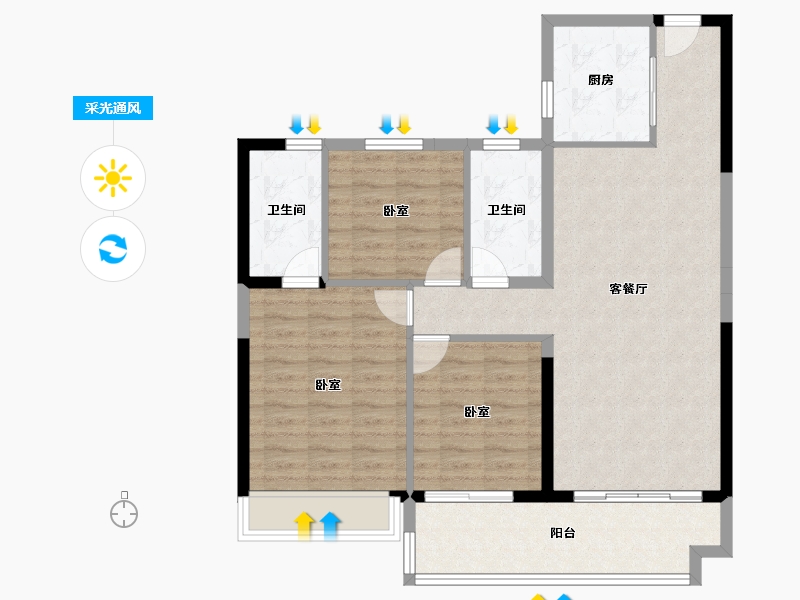 广东省-广州市-华耀碧桂园·十里江湾-93.22-户型库-采光通风