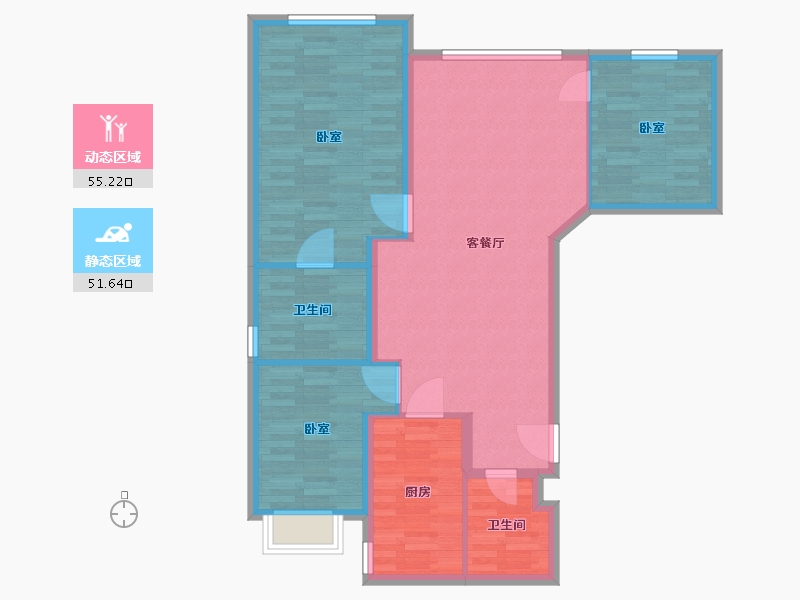 辽宁省-大连市-大连融创壹号院-97.00-户型库-动静分区