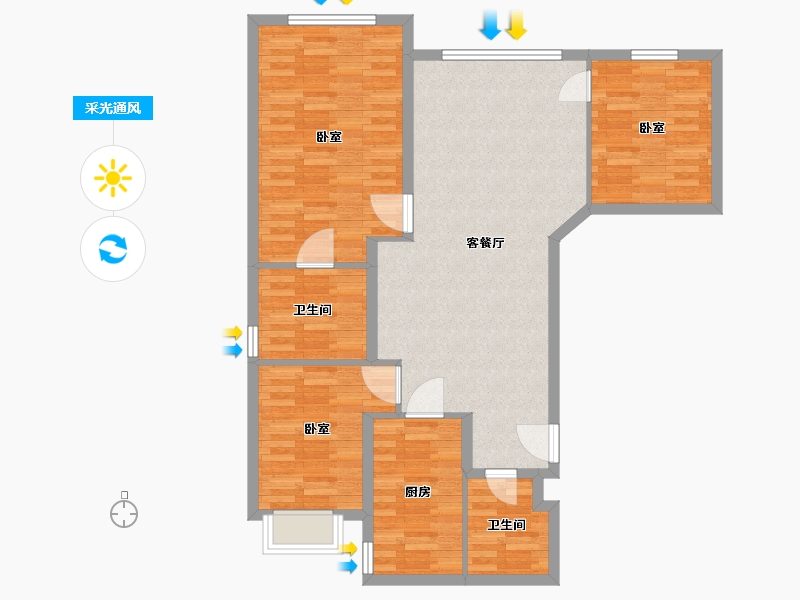 辽宁省-大连市-大连融创壹号院-97.00-户型库-采光通风