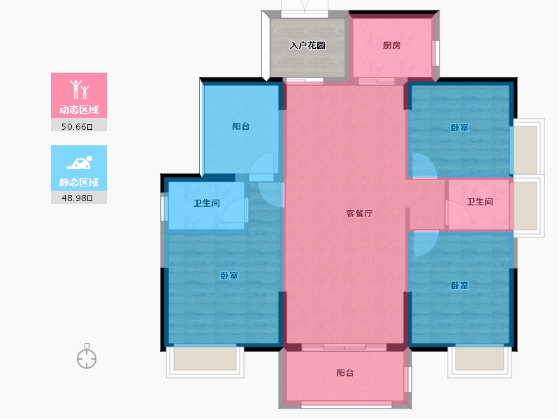 广东省-惠州市-金盛丽景花园-94.84-户型库-动静分区