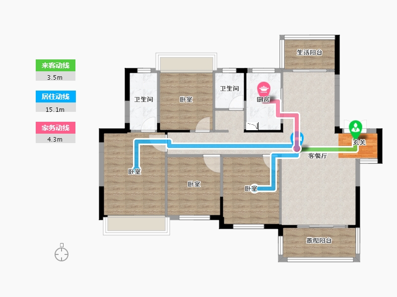 湖南省-怀化市-中伟·国际公馆-110.43-户型库-动静线