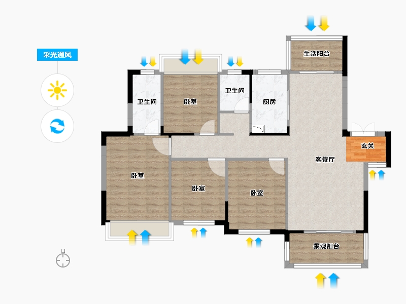 湖南省-怀化市-中伟·国际公馆-110.43-户型库-采光通风