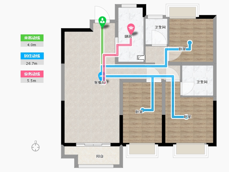 河南省-安阳市-嘉洲华庭三期-100.47-户型库-动静线