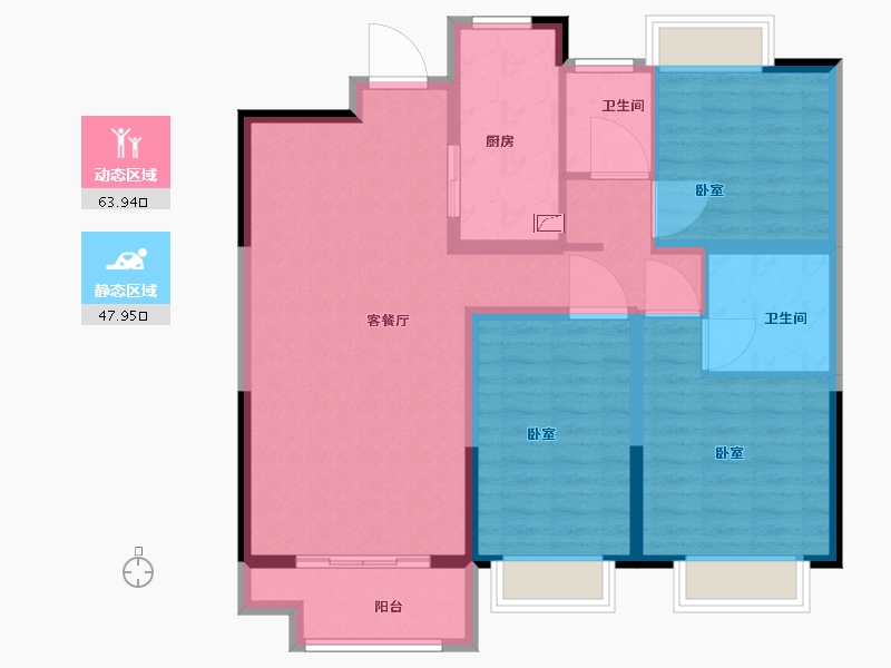 河南省-安阳市-嘉洲华庭三期-100.47-户型库-动静分区