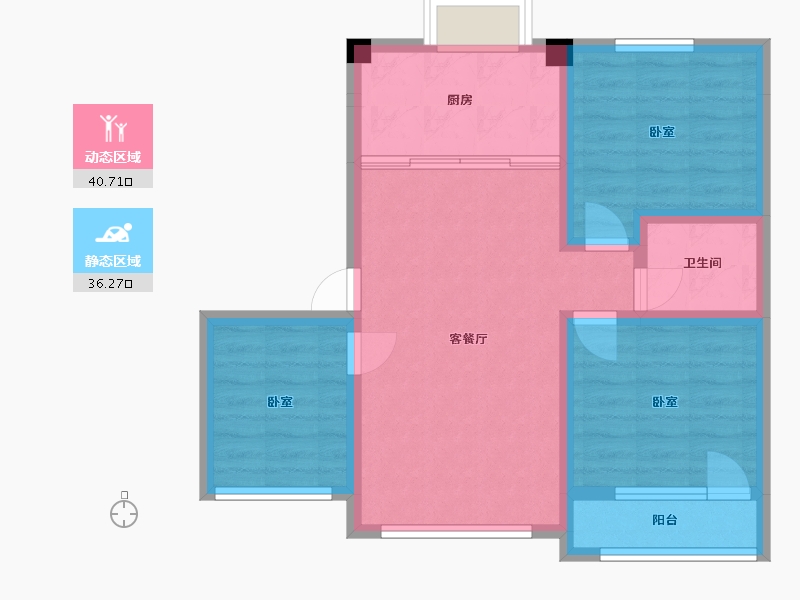 辽宁省-辽阳市-辽阳泛美华庭-68.07-户型库-动静分区