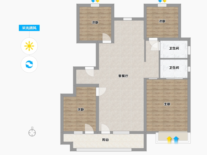 山东省-潍坊市-中梁龙玺台-104.01-户型库-采光通风