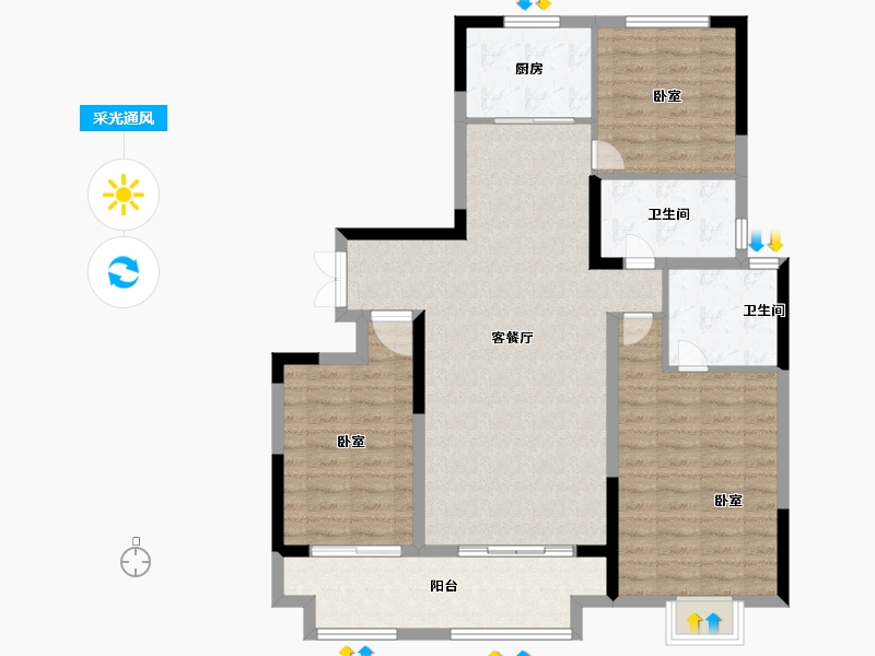 河南省-开封市-通许建业壹号城邦-107.99-户型库-采光通风