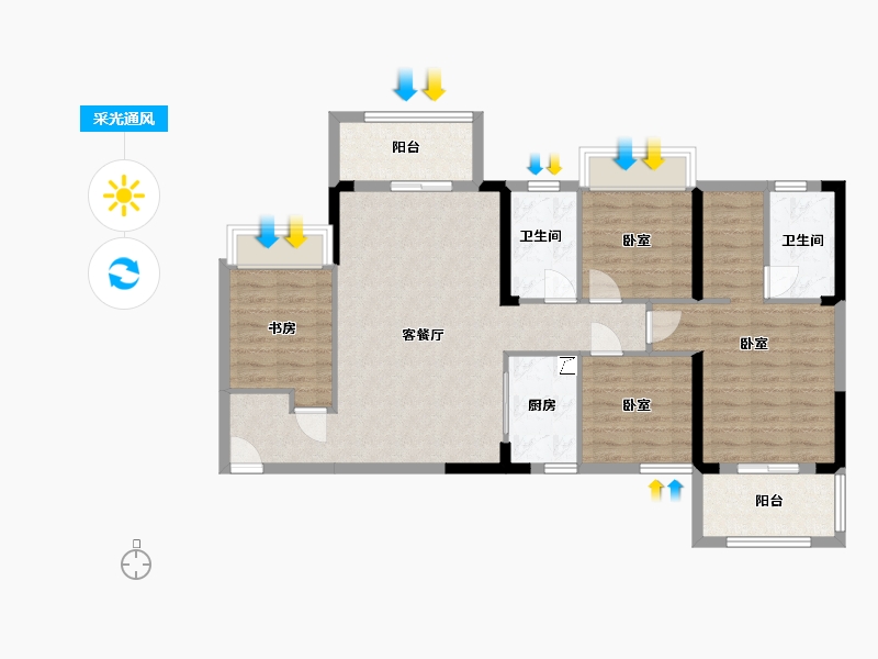 湖北省-武汉市-瑞云居-99.49-户型库-采光通风