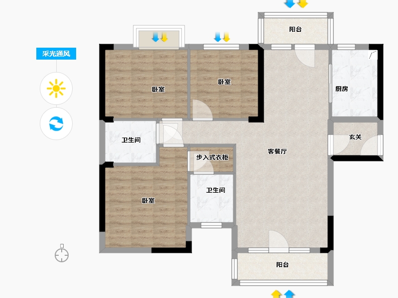 湖北省-武汉市-圣特立国际花园-97.80-户型库-采光通风