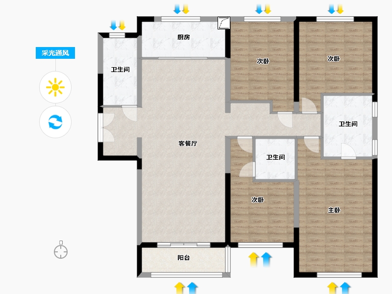 河南省-郑州市-融创御湖宸院-146.00-户型库-采光通风