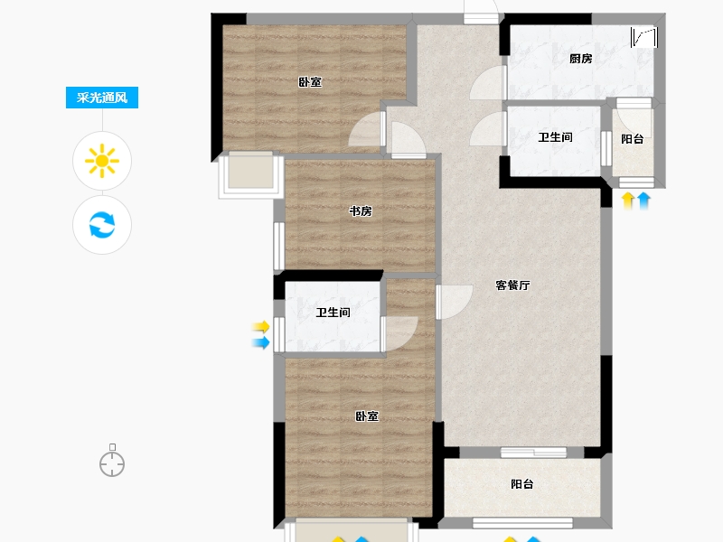 湖北省-武汉市-瑞云居-82.78-户型库-采光通风