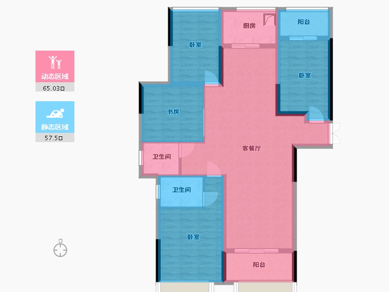 湖南省-娄底市-五江·碧桂园城市广场-109.73-户型库-动静分区