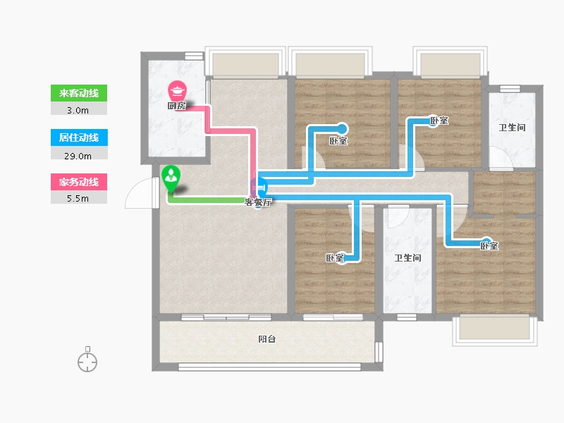 湖南省-长沙市-东原·启城-102.00-户型库-动静线