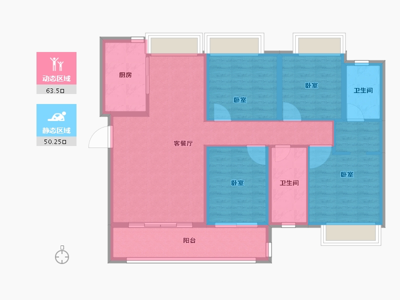 湖南省-长沙市-东原·启城-102.00-户型库-动静分区