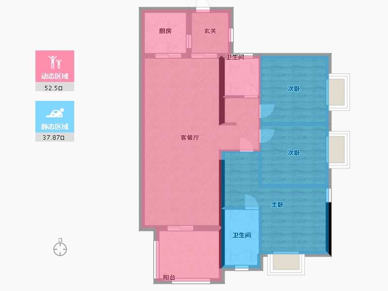 贵州省-贵阳市-万科翡翠公园-80.49-户型库-动静分区