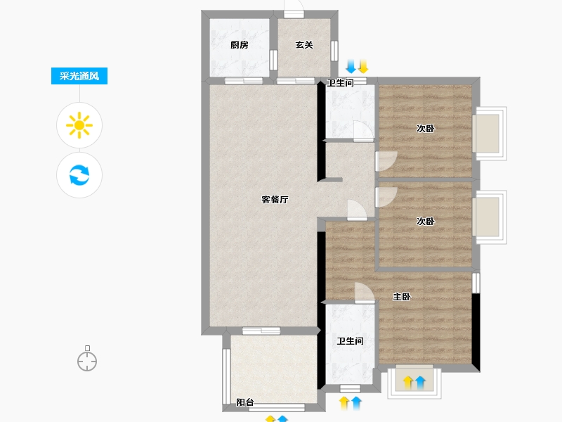 贵州省-贵阳市-万科翡翠公园-80.49-户型库-采光通风