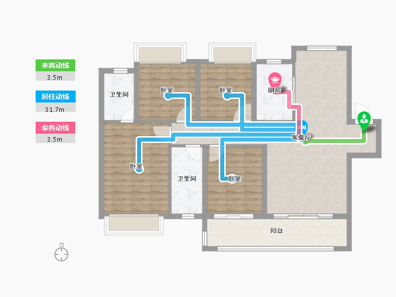 湖南省-长沙市-东原·启城-104.00-户型库-动静线