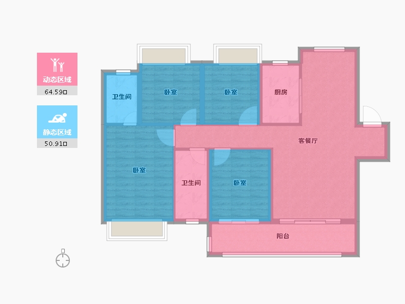 湖南省-长沙市-东原·启城-104.00-户型库-动静分区