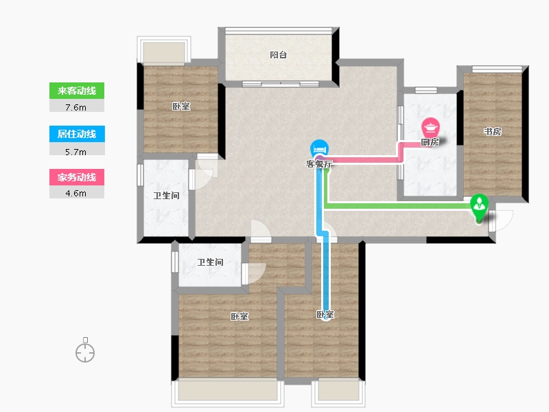 湖南省-娄底市-五江·碧桂园城市广场-115.22-户型库-动静线