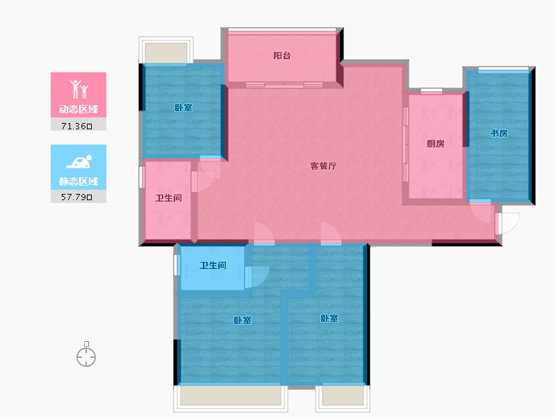 湖南省-娄底市-五江·碧桂园城市广场-115.22-户型库-动静分区