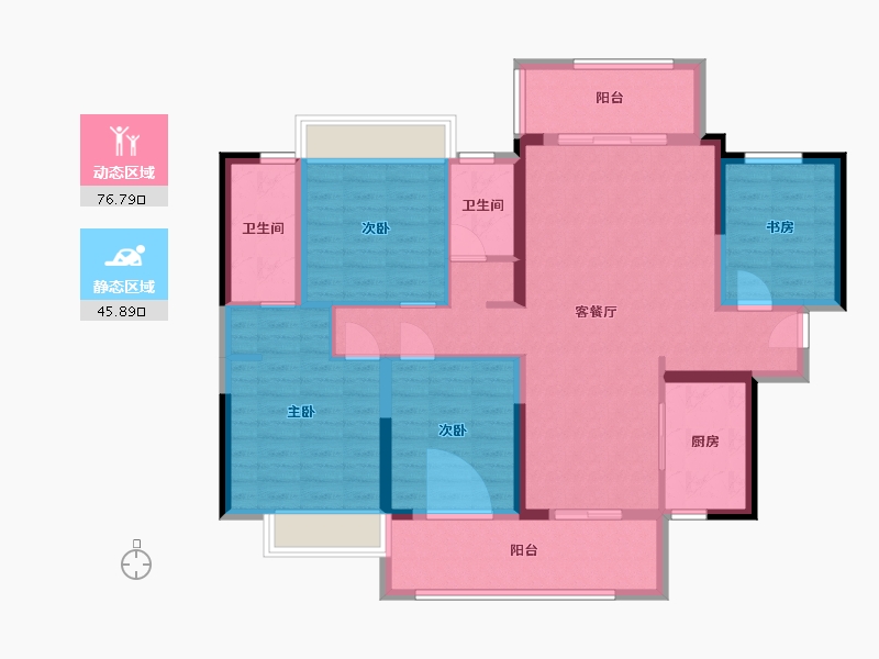 湖南省-郴州市-中铁岭南府-109.47-户型库-动静分区