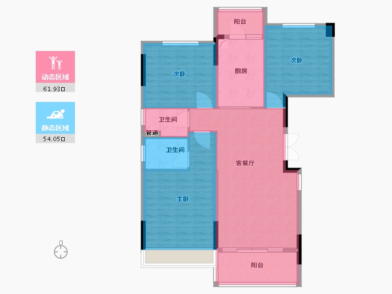 河南省-信阳市-碧桂园滨湖学府-105.33-户型库-动静分区