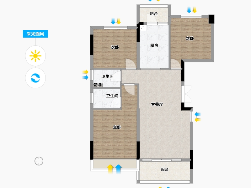 河南省-信阳市-碧桂园滨湖学府-105.33-户型库-采光通风