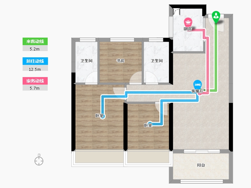 湖南省-岳阳市-锦绣新城-76.18-户型库-动静线