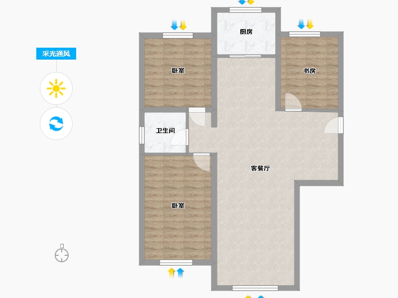 宁夏回族自治区-银川市-中房玺云台-91.23-户型库-采光通风