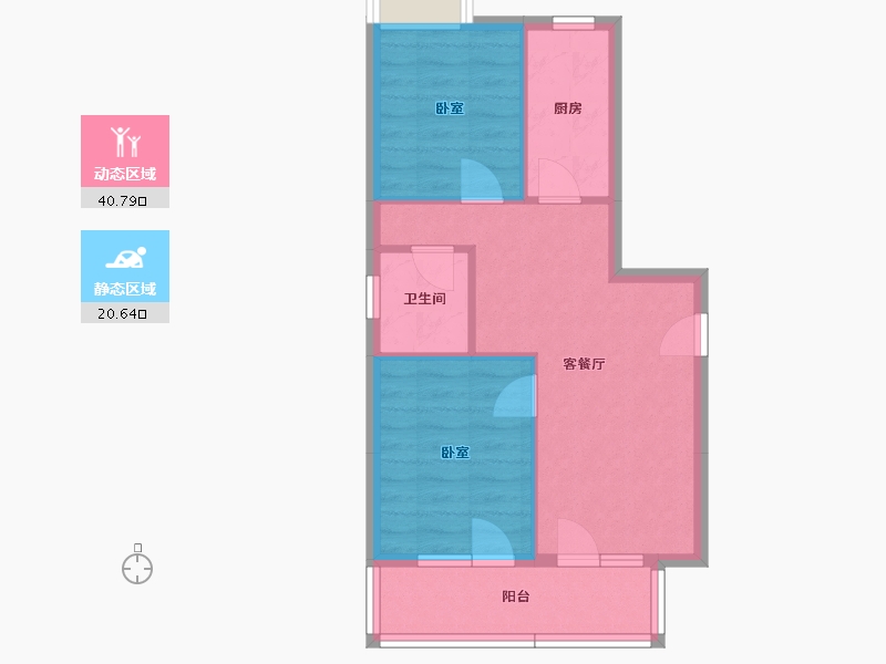 湖北省-武汉市-福星惠誉国际城四期悦公馆-54.90-户型库-动静分区