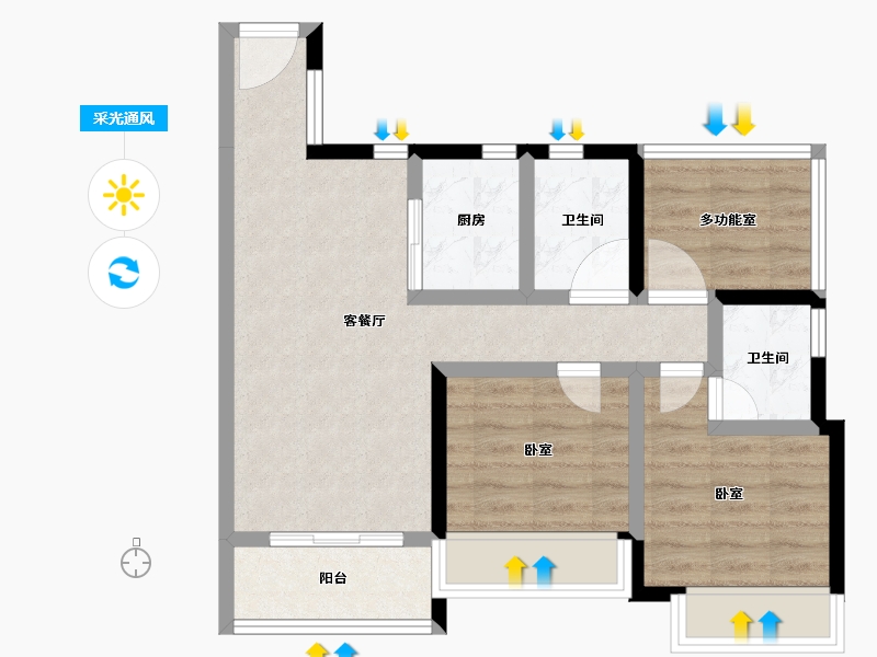 广东省-深圳市-深城投·中心公馆-63.83-户型库-采光通风