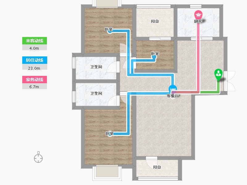 湖北省-武汉市-健龙果壳社区-86.35-户型库-动静线