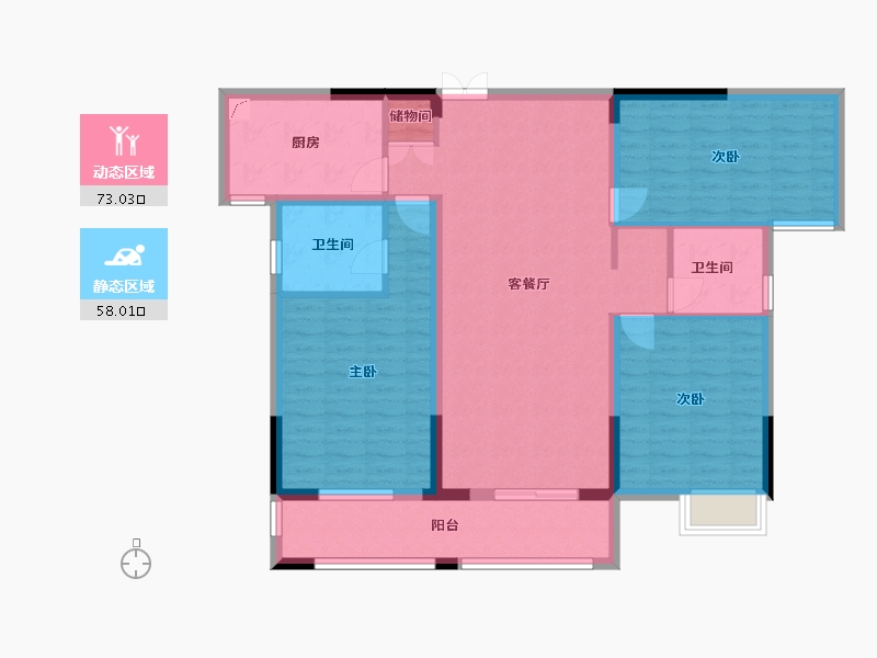 河南省-信阳市-银河湾Ⅱ京九名府-118.00-户型库-动静分区