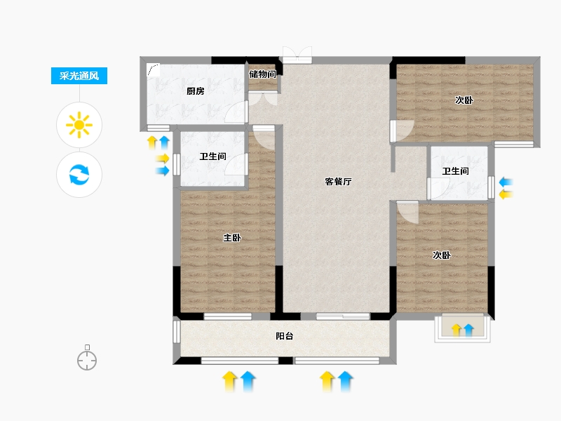 河南省-信阳市-银河湾Ⅱ京九名府-118.00-户型库-采光通风