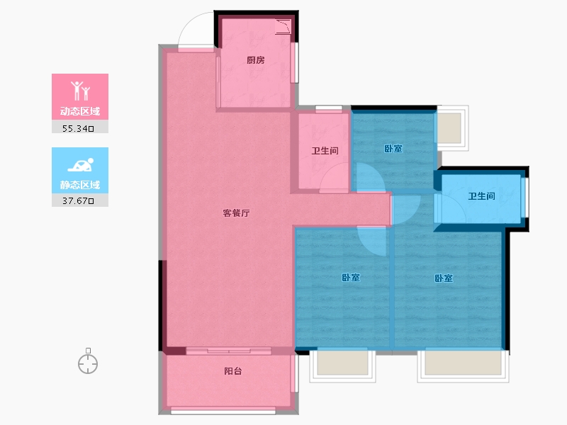 广东省-深圳市-中海云麓公馆-84.00-户型库-动静分区