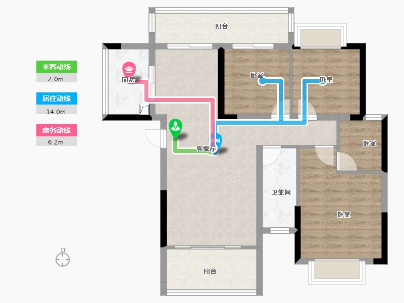 湖南省-岳阳市-水木清华-88.65-户型库-动静线