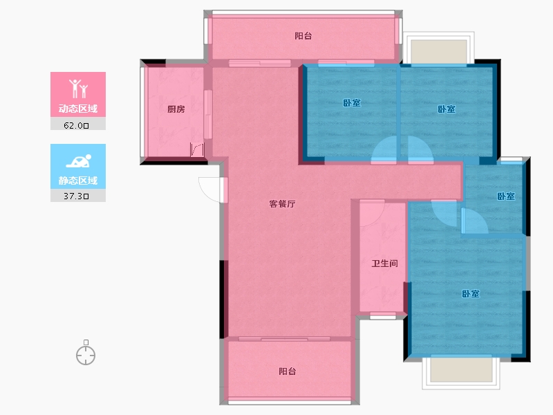 湖南省-岳阳市-水木清华-88.65-户型库-动静分区