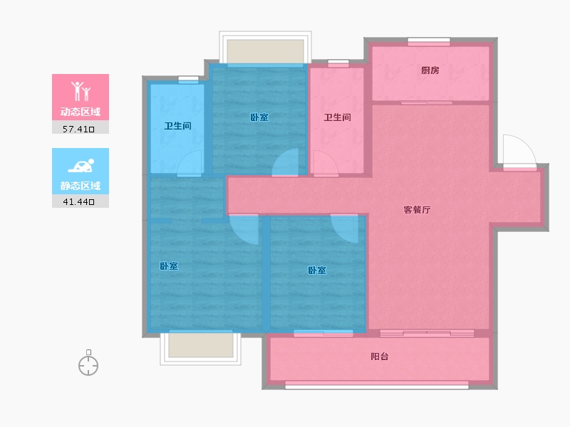 湖南省-长沙市-东原·启城-89.00-户型库-动静分区