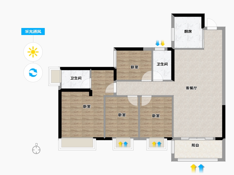 广东省-深圳市-中海云麓公馆-102.00-户型库-采光通风