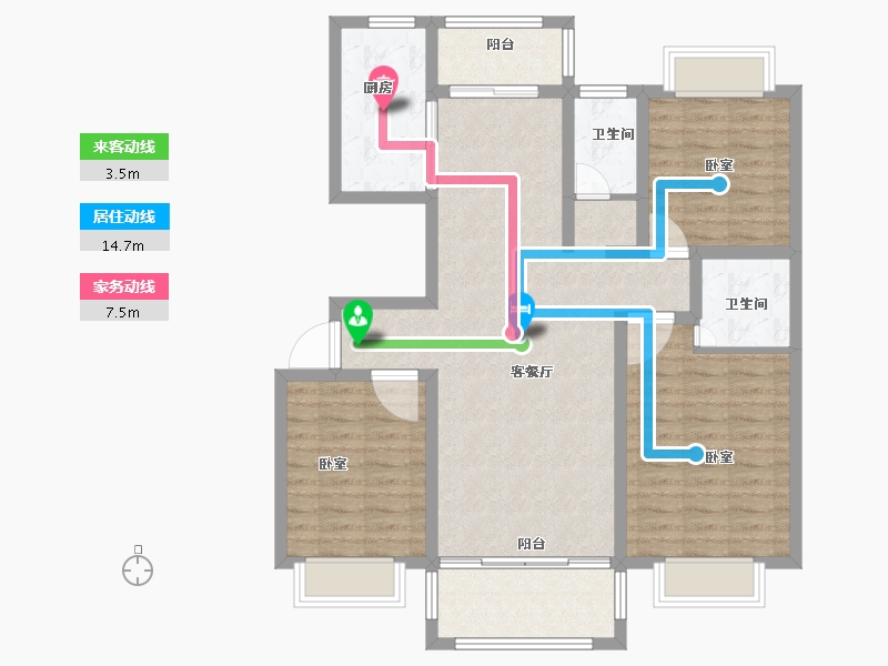 湖南省-岳阳市-扬德云水湾-101.00-户型库-动静线