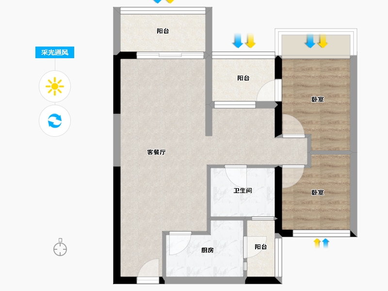 广东省-深圳市-信城·缙山府-61.46-户型库-采光通风