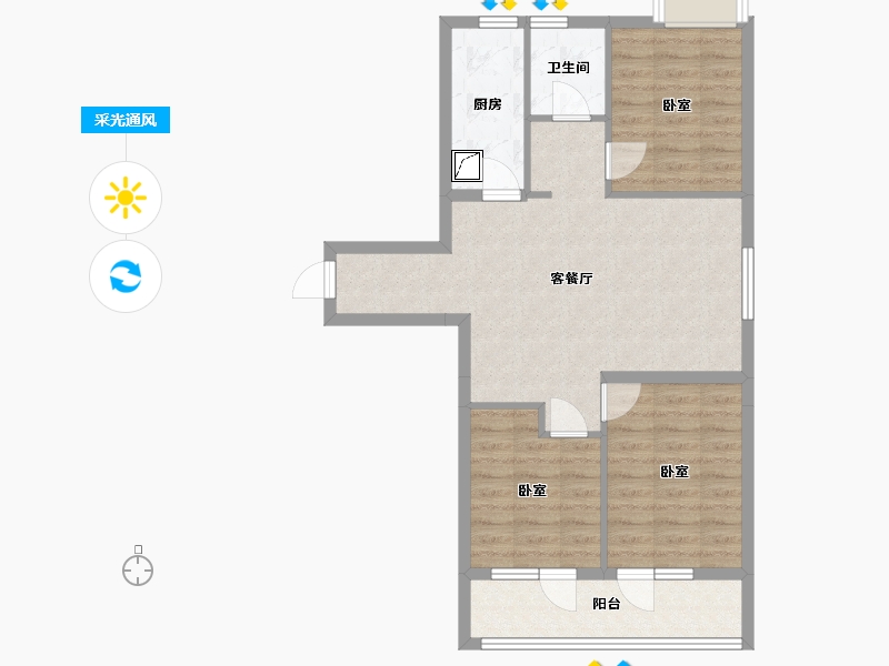 湖北省-武汉市-福星惠誉国际城四期悦公馆-73.36-户型库-采光通风