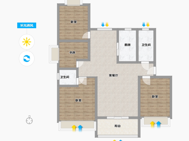 河南省-周口市-信诚清华园-107.27-户型库-采光通风