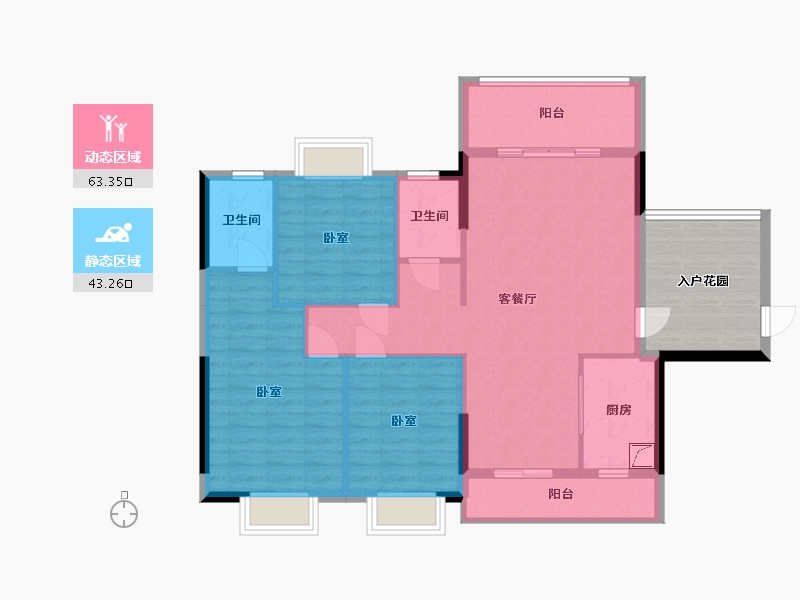 湖南省-郴州市-郴州馨河湾-106.67-户型库-动静分区