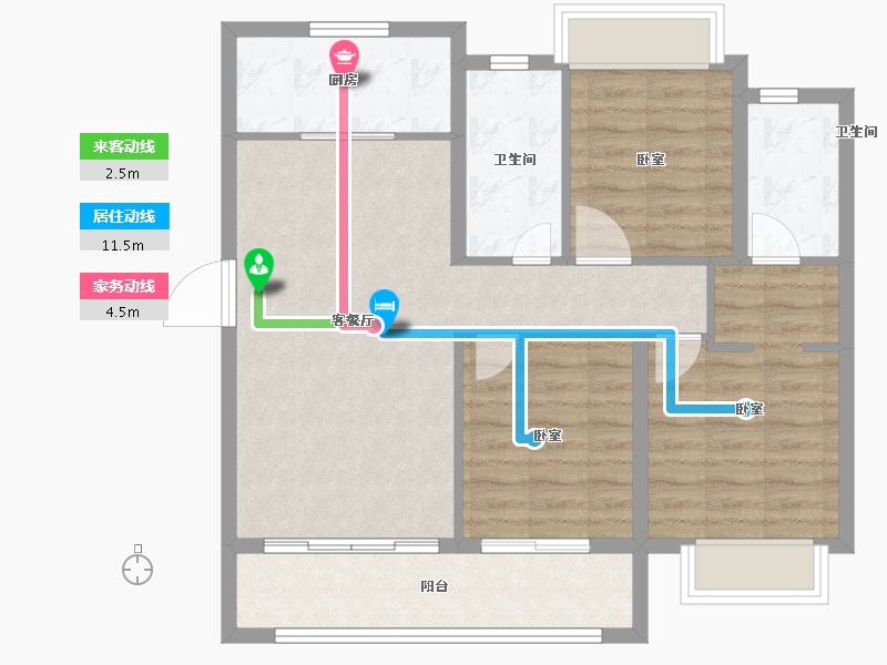 湖南省-长沙市-东原·启城-84.00-户型库-动静线